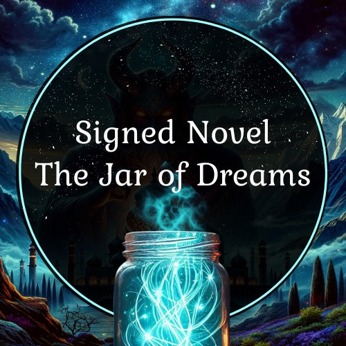 Image of the product pack that includes a signed novel of The Jar of Dreams.